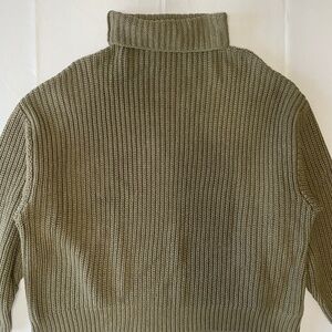 Free People Olive/Ivy Green Knit Ribbed Chunky Turtleneck Sweater - XL